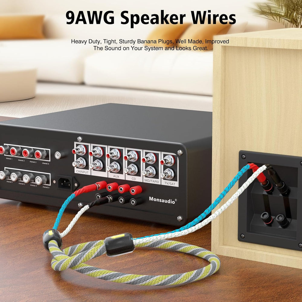 9AWG Speaker Wire 2 x 6.3 mm² HiFi Audiophile Speaker Cable 1 Pair(1.5M)