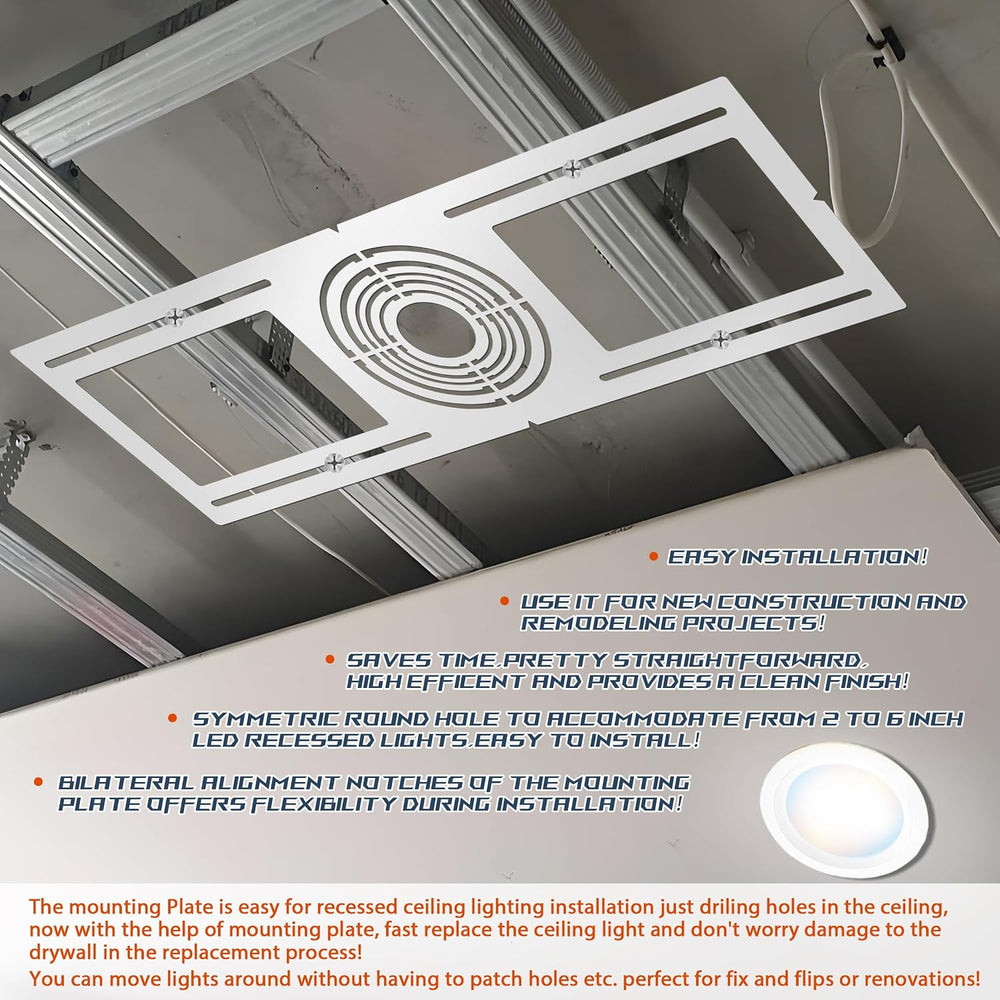 New Construction Mounting Plate, 36PC, 2-3-3.75-4-5-6 Inch, LED Recessed Ligh...