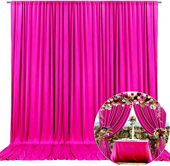 10 x 10 Feet Rose Red Backdrop Curtain for Partie, Background Curtains for Ph...