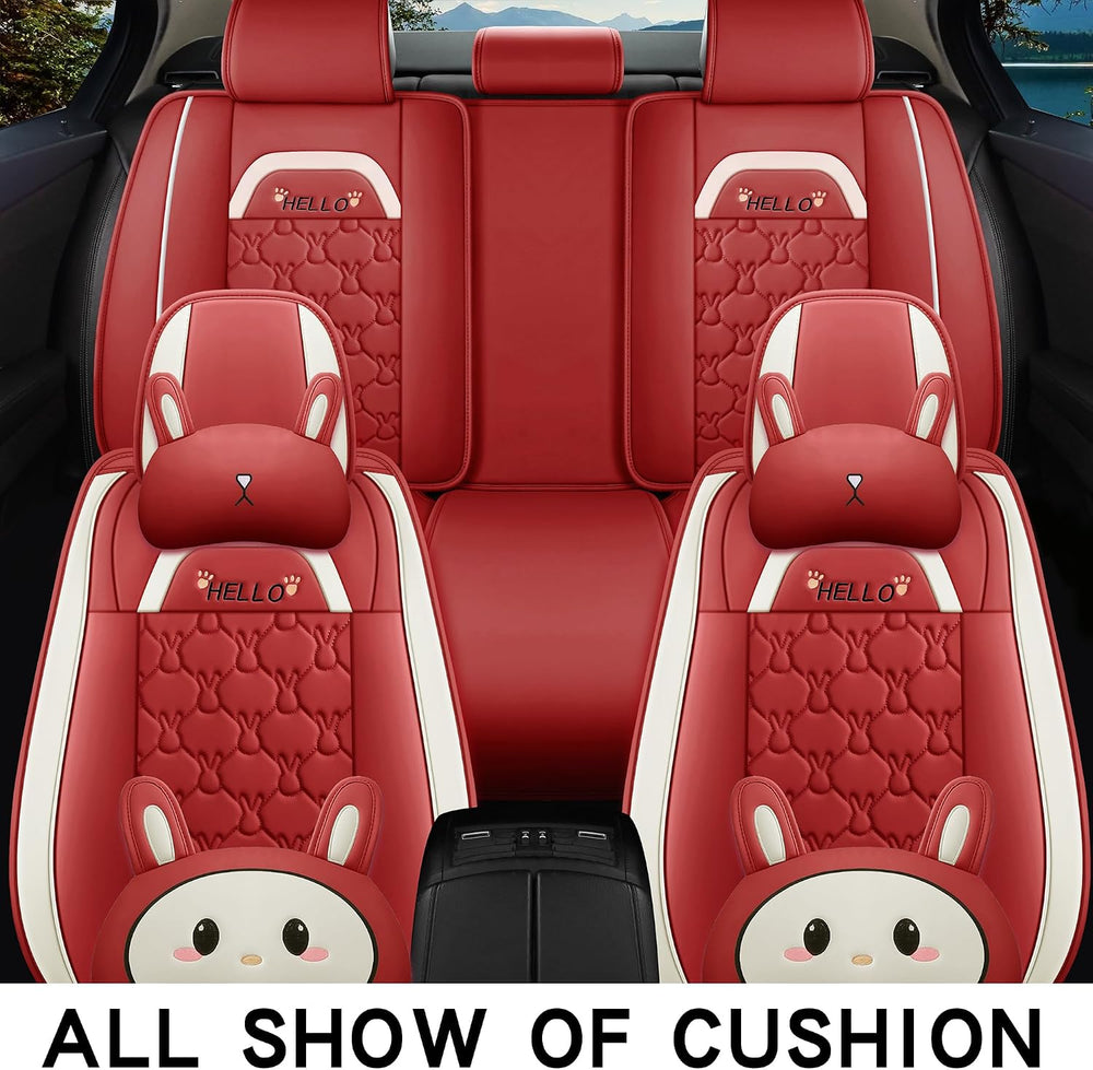 INZU Cute Cartoon Rabbit Comfortable Car Seat Covers with Waterproof PU Leath...