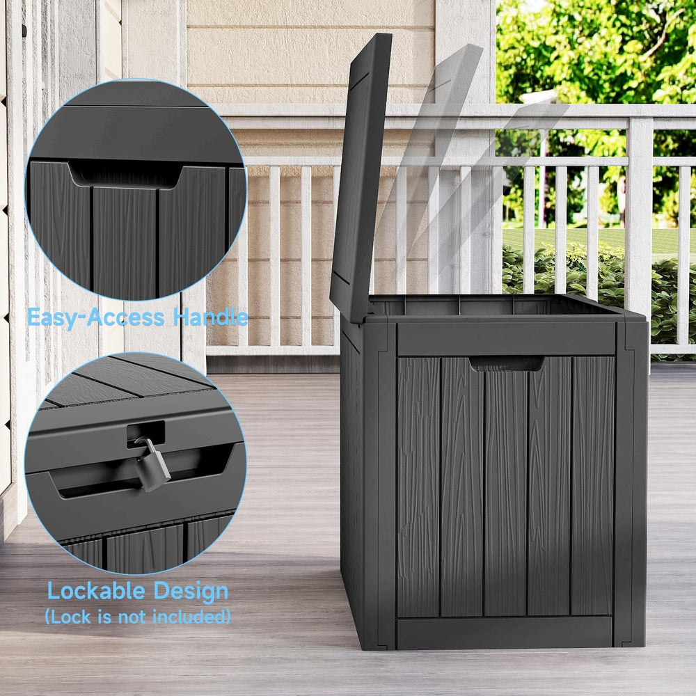 35 Gallon Lockable Outdoor Storage Box – Waterproof Resin Deck Box with Lid, ...