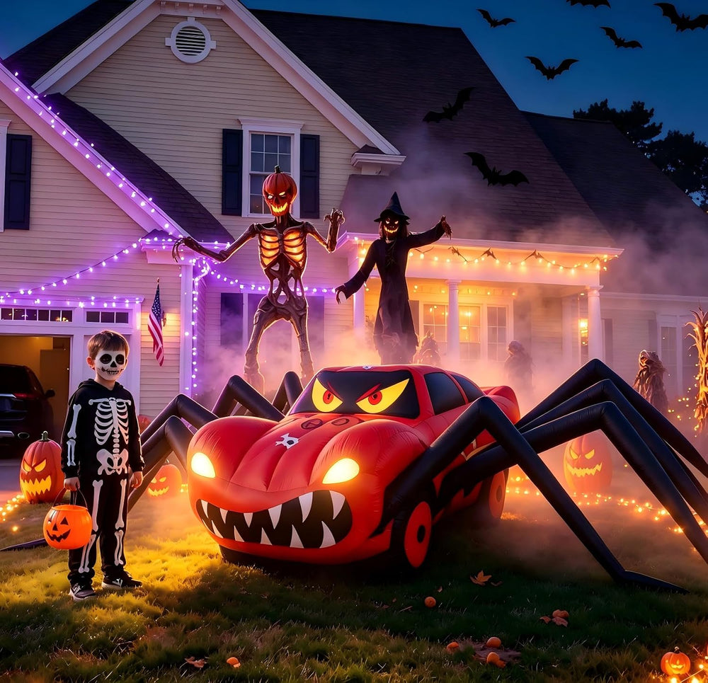 14.8 FT Giant Halloween Inflatables Spider Car Outdoor Decorations