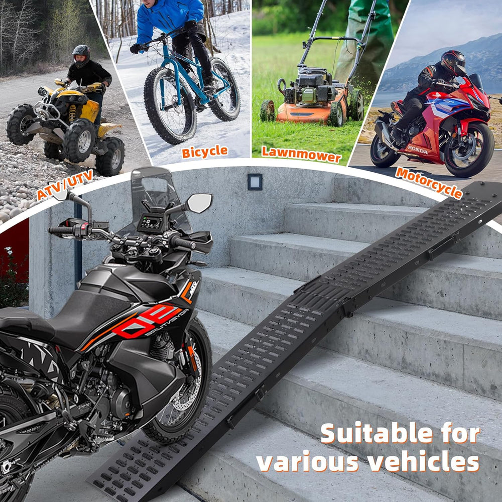 72.5" Heavy Duty Folding Loading Ramps with Sandblasted Finish, 1500lb C...