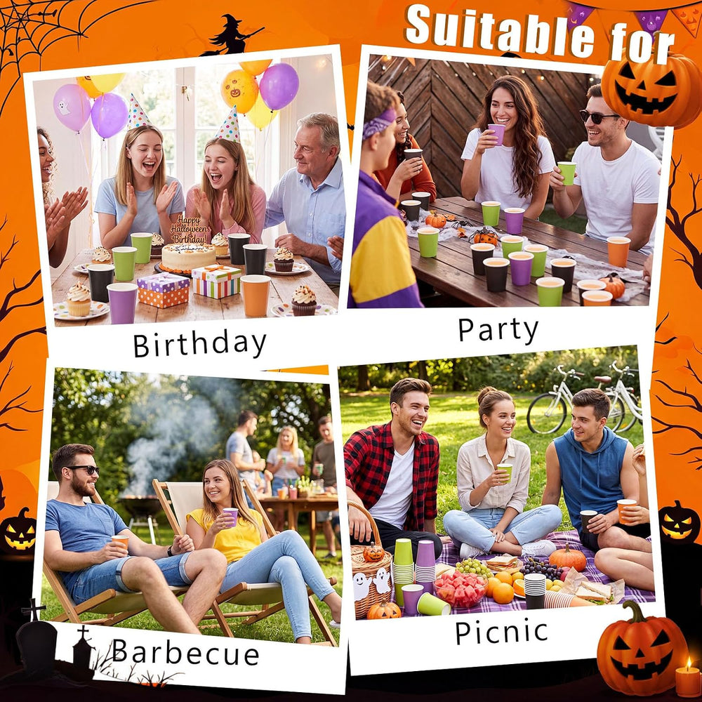 300 Pack 8 oz Halloween Disposable Paper Cups for Halloween Birthday Party