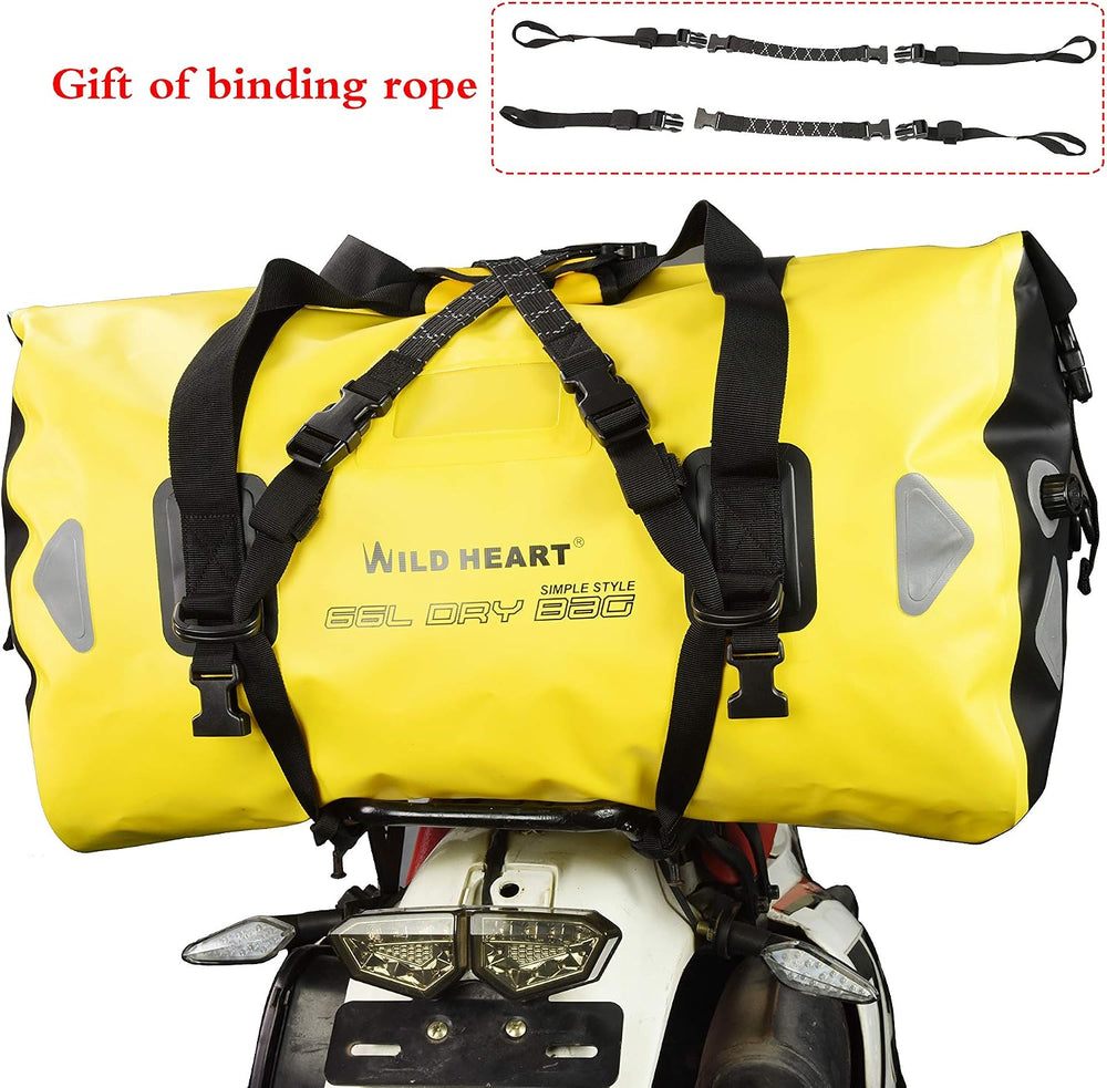 WILD HEART Waterproof Motorcycle Duffel Dry Bag, Yellow, 100L