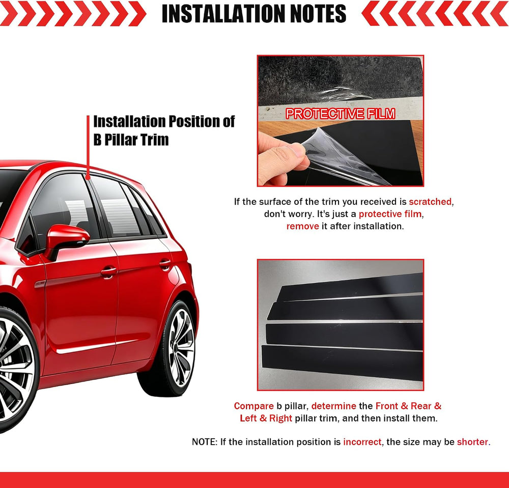 BASIKER Fit for 11th Gen Honda Civic Sedan 2022-2025 Pillar Post Trim Kit, Do...