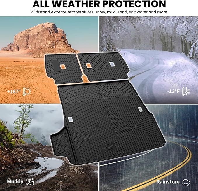 LASFIT Trunk Mat&Backrest Mat for Toyota 4Runner 2025, All Weather TPE Cu...
