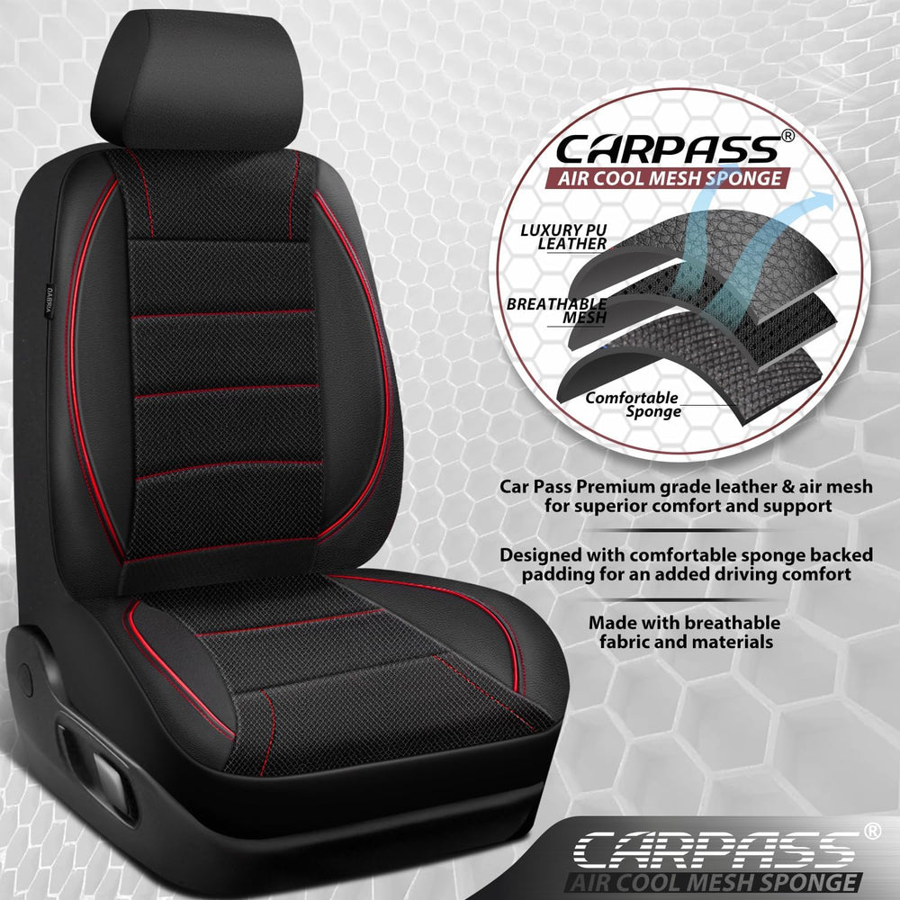 CAR PASS Air Mesh Leather Car Seat Covers Front Seats, Breathable Two Front S...
