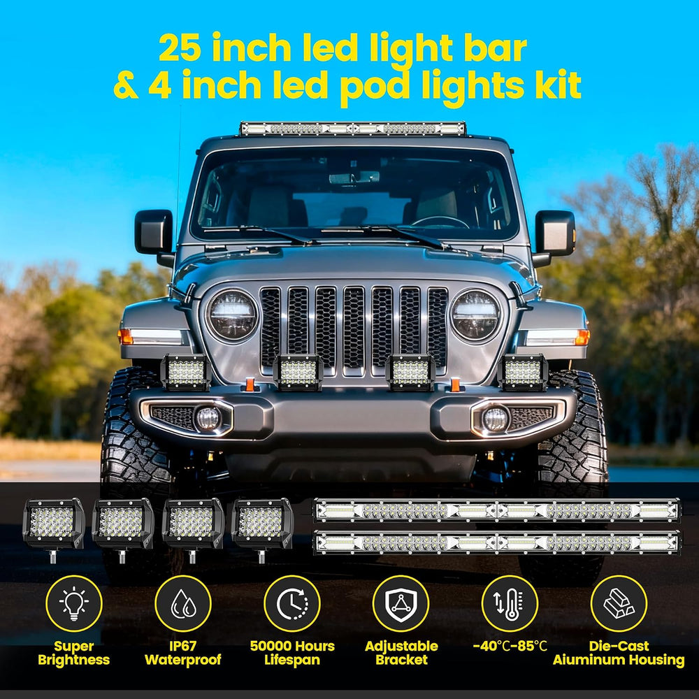 LED Light Bar Kits for Truck - WINBANG 25 Inch 240W Slim Lights Bars, 4 inch ...