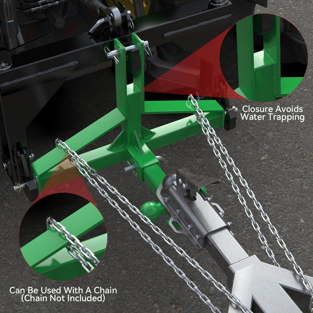 3 Point Trailer Hitch with 2' Receiver&Ball Hitch for Cat.1 Tractors ...