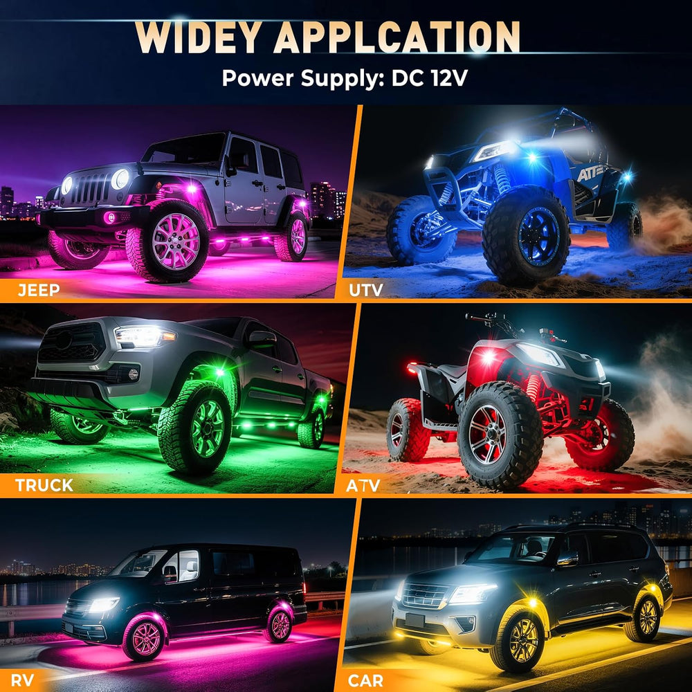 LED RGB Rock Lights for Trucks 14 pods with APP Control Underglow