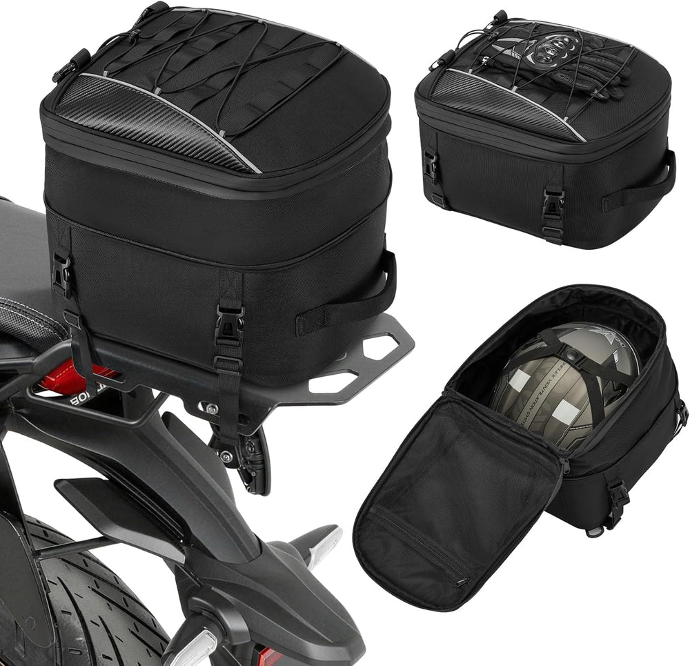 RAINSMORE Motorcycle Tail Bag 22-34L Expandable Motorcycle Rear Seat Bag