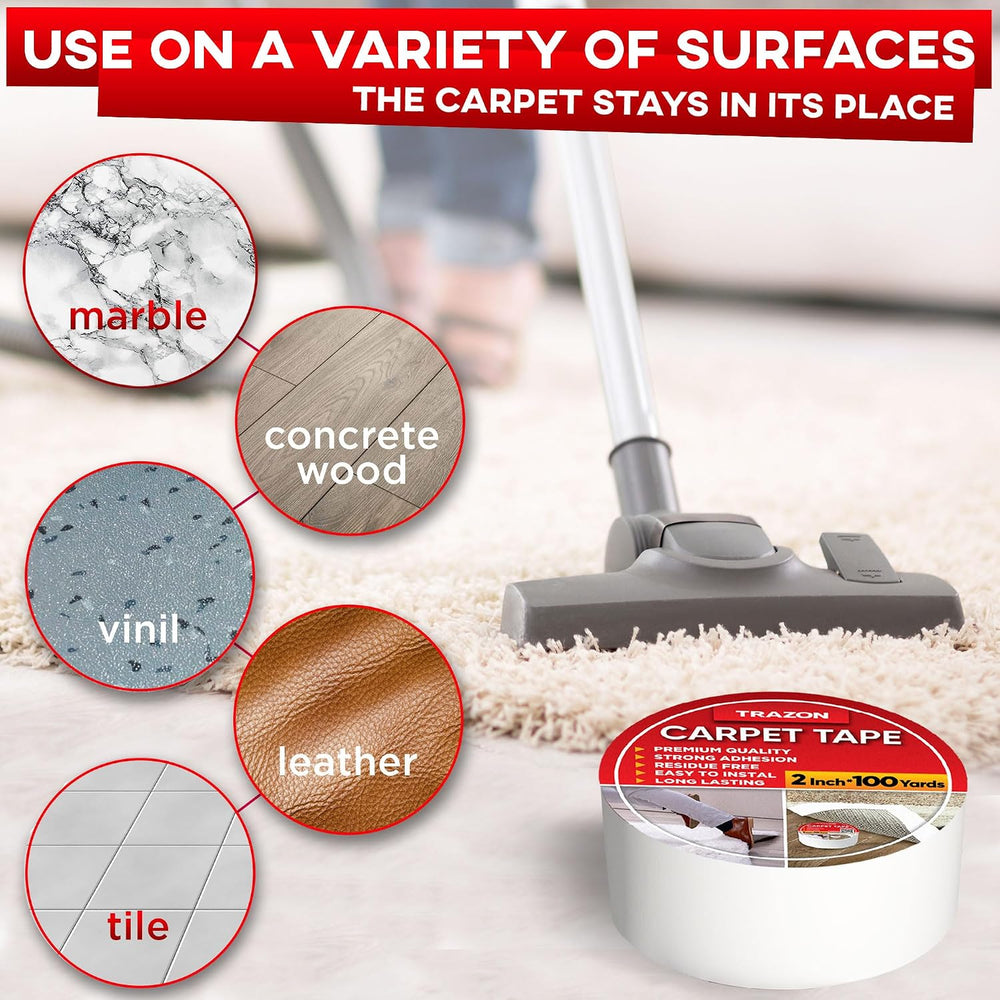 Carpet Tape Double Sided - Rug Tape Grippers for Hardwood Floors and Area Rug...