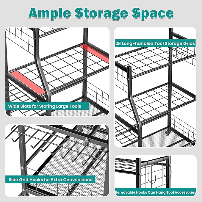 EVERHANGER Garden Tool Organizer Stand, Garage Tool Storage Organization