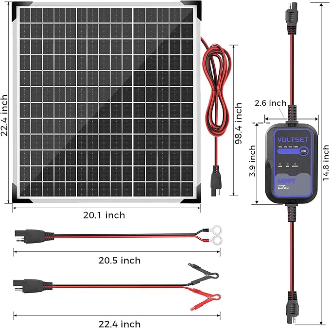Solar Panel Kit 50W 12V with MPPT Controller, Solar Battery Trickle Charger