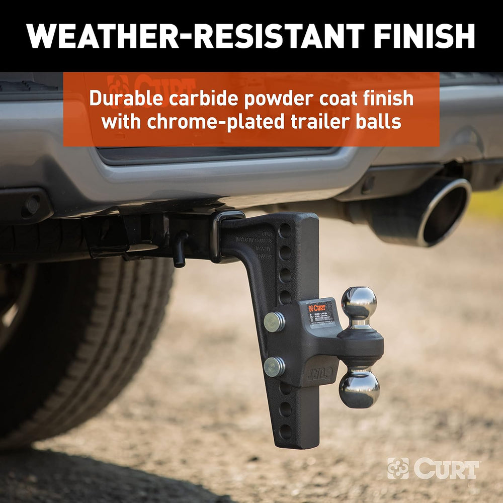 CURT 45936 Deep-Drop Adjustable Trailer Hitch Ball Mount with Dual Ball, 2&qu...