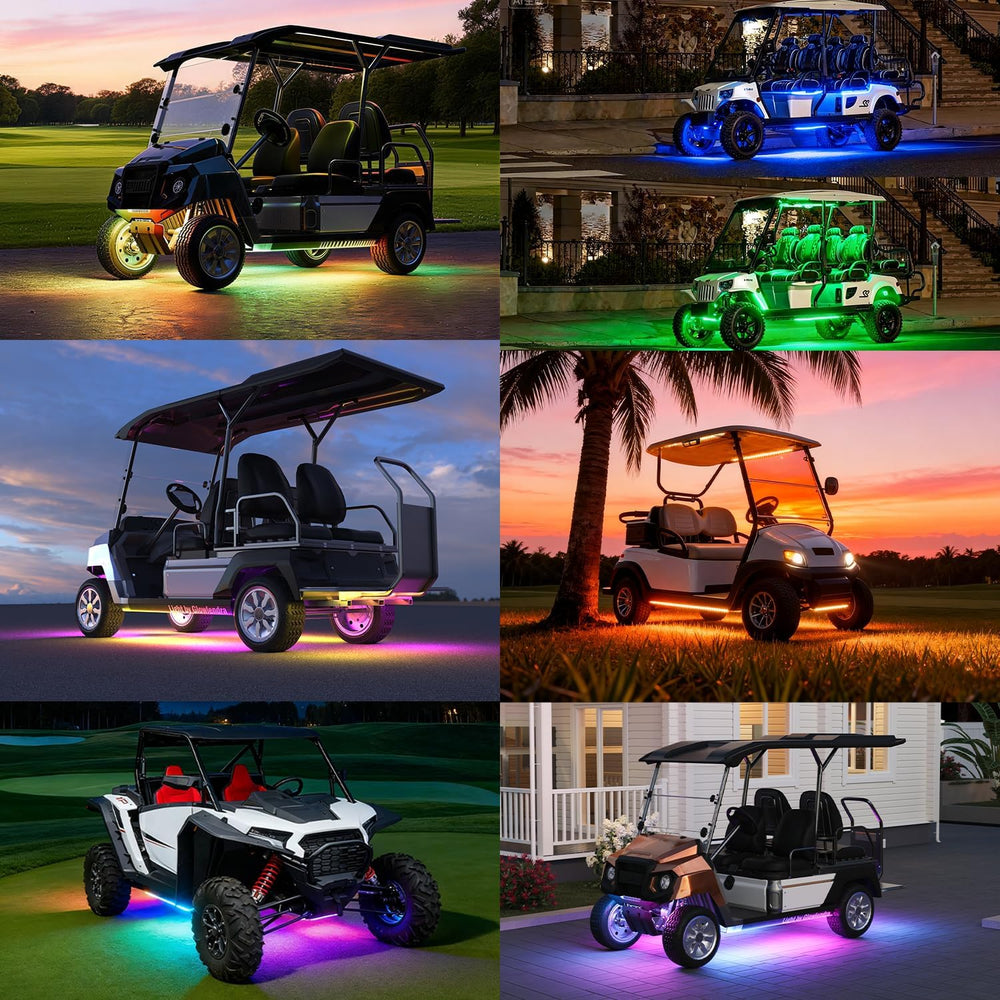 2PCS Golf Cart Underglow LED Light Kit with Built-in 12V-80V Voltage Reducer,...