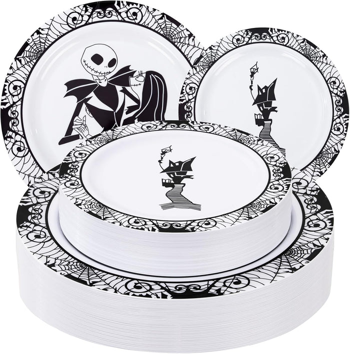 EjonirInjonir 60pcs Sturdy Halloween Plastic Plates For Spooky Party Decor