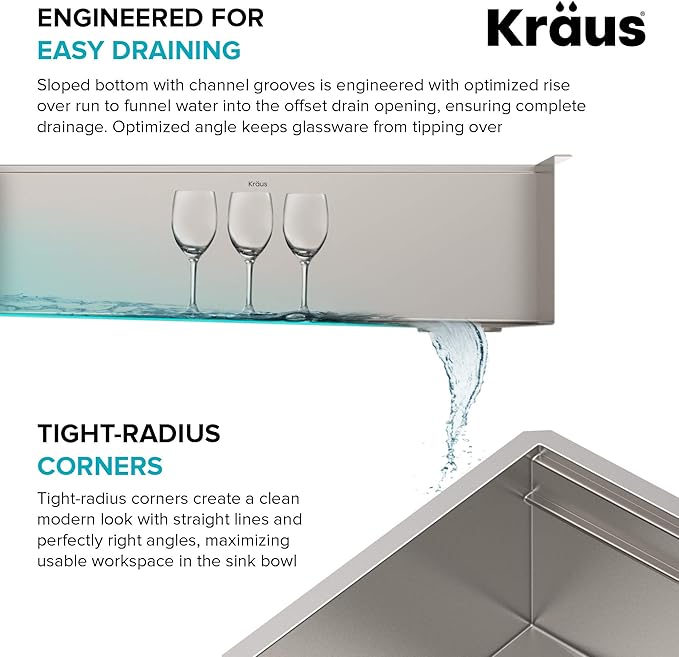KRAUS Kore 57-inch Undermount Workstation 16 Gauge Single Bowl Stainless Steel