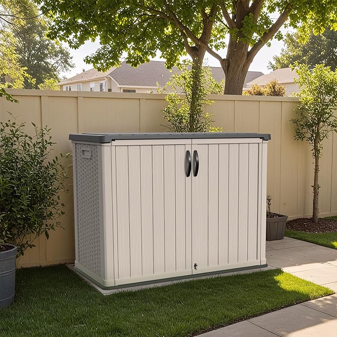 Patiowell 26 cu.ft Plastic Outdoor Storage Shed, Lockable Waterproof Resin
