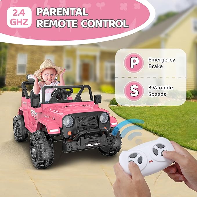12V Ride On Truck Car with Remote Control, Kids Electric Vehicles with