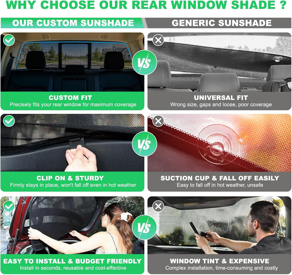 F150 Rear Window Shades 2015-2020, 3PCS Full Coverage Set | Custom Fit, Full ...