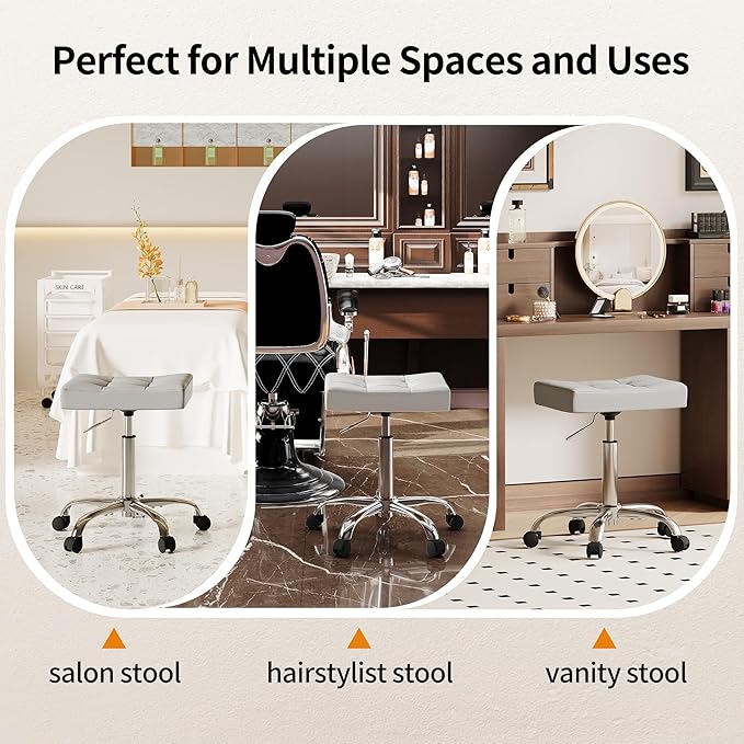 Saddle Stool with Wheels, Swivel Rolling StoolS