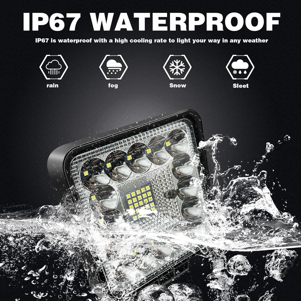 LED Tractor Work Lights,4 Inch LED Pods Lights 123W Square 12V 24V Spot Beam ...