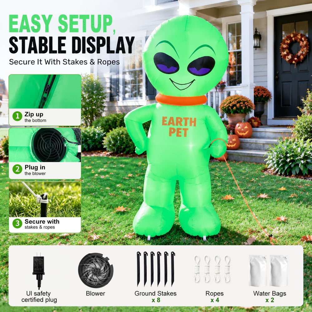 6 FT Halloween Inflatable Alien Earth Pet Outdoor Yard Decoration