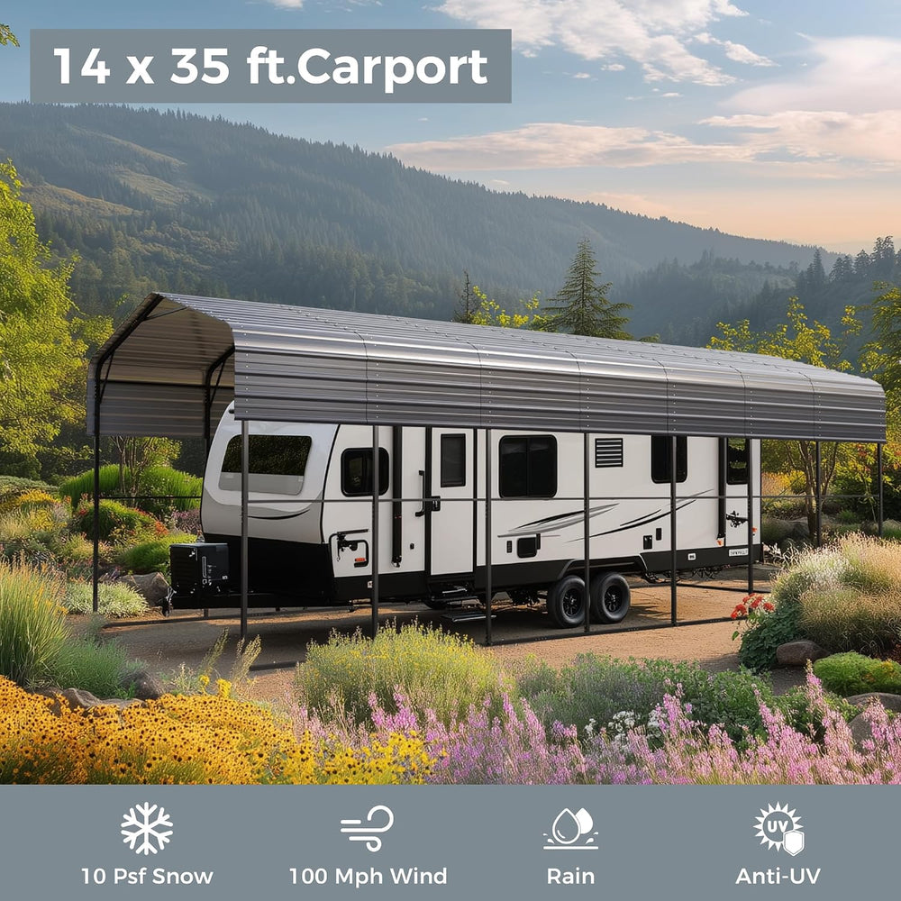 GREEN PARTY 14x35x13 ft Metal RV Carport Heavy Duty Canopy Garage Shelter