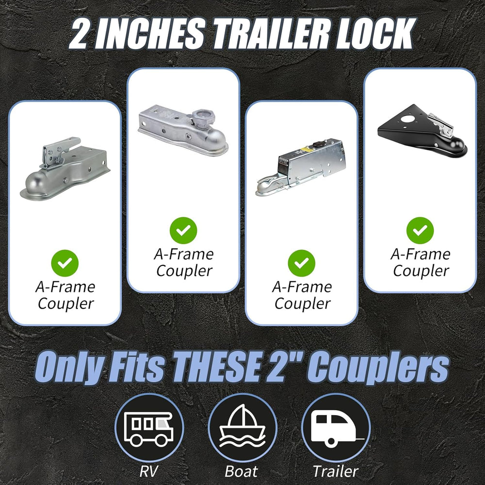 Trailer Hitch Lock for 2 Inch Coupler with Safety Chain Lock, Heavy Duty Anti...