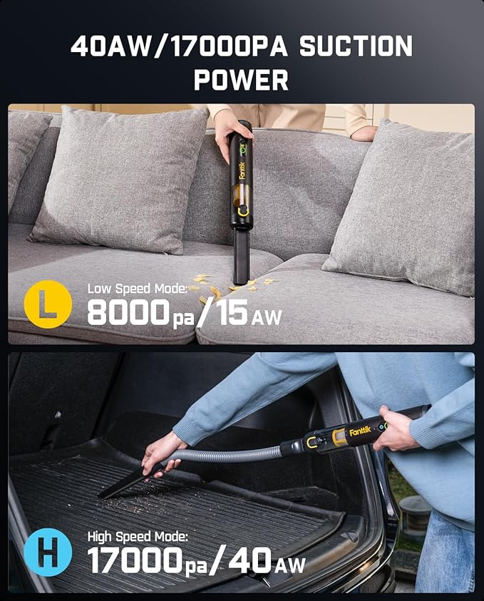 Fanttik Slim V10 Mate Cordless Car Vacuum, 4-in-1 Portable Mini Handheld Vacuum