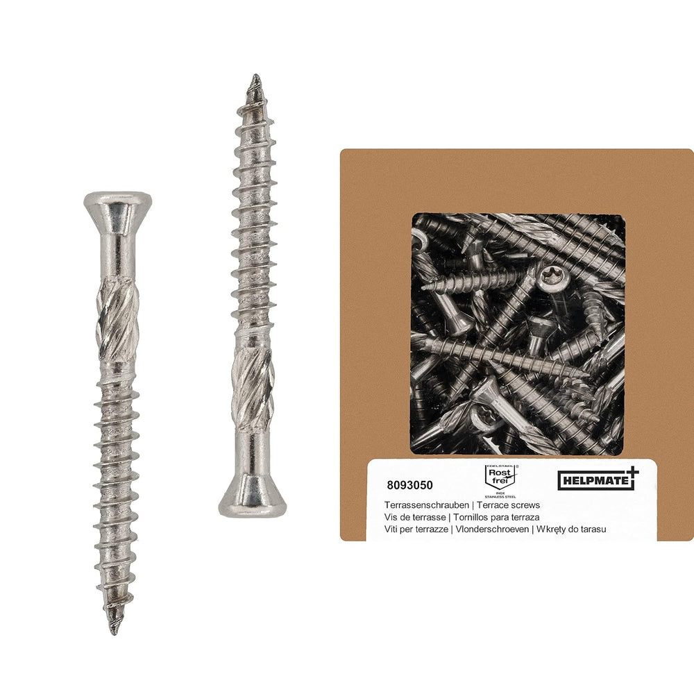 HELPMATE Terrace Screws 5 x 50 Stainless Steel A2 Rustproof - Pack of 50 Plan...
