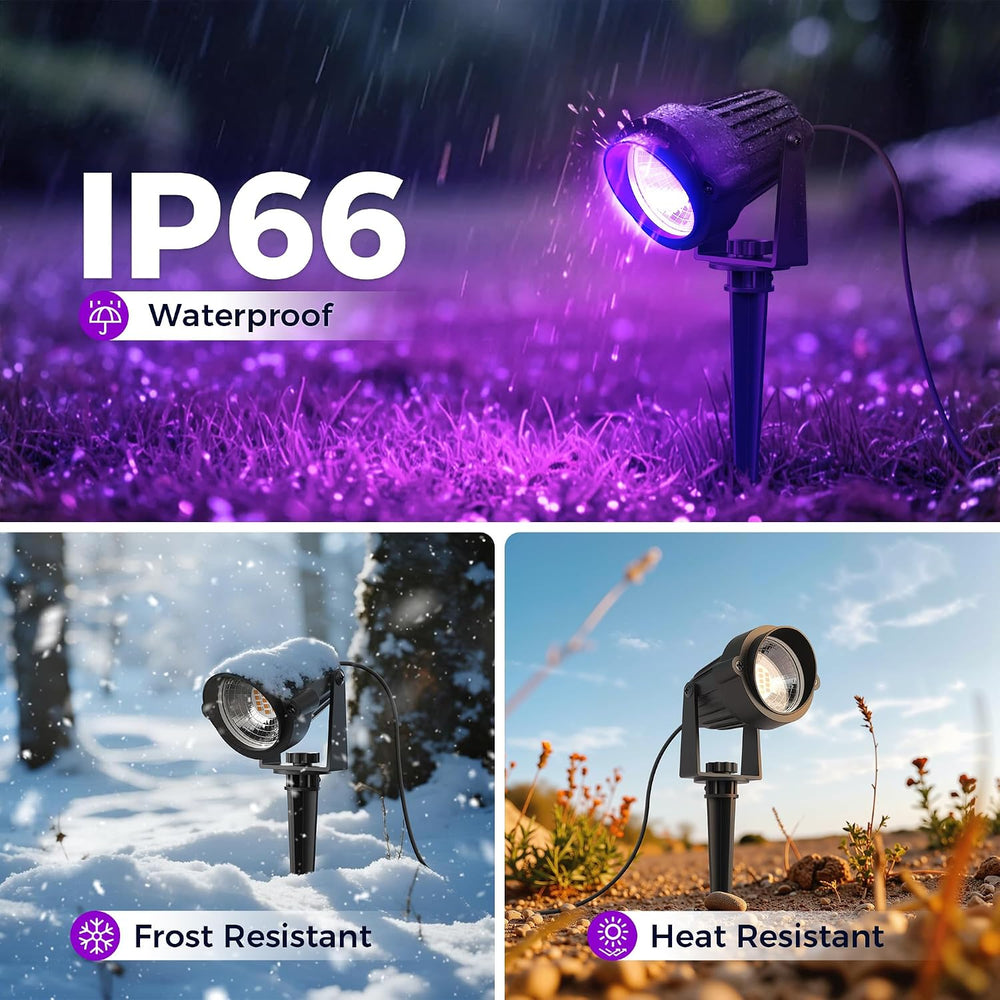 L LOHAS LED Halloween Purple Outdoor Lights Dusk to Dawn Spotlight Plug in