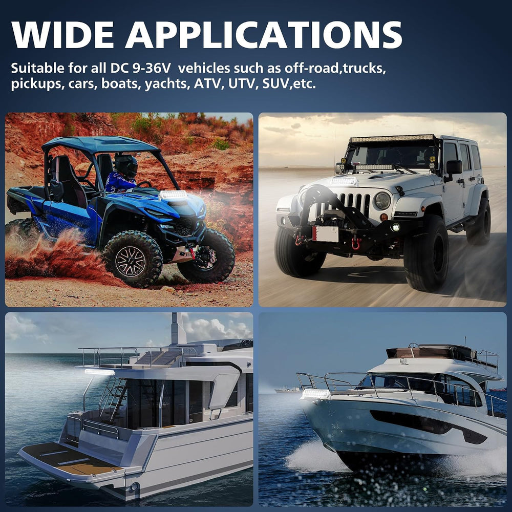 Marine Light Bar 12 Inch Double Row White LED for Boat Truck
