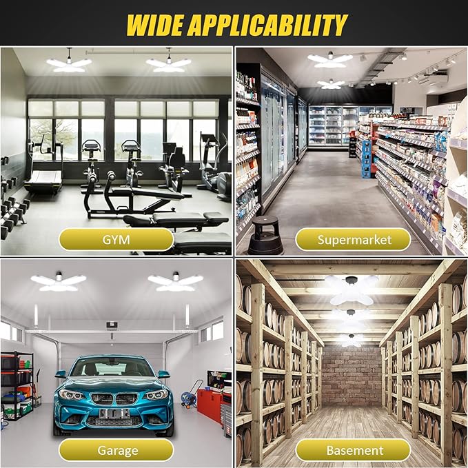 LED Garage Lights 4 Pack, 80W LED Shop Light