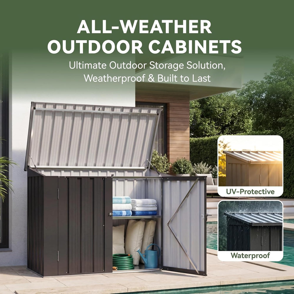 Aoxun Outdoor Storage Cabinet 20Cu.Ft Metal Storage Shed with Floor&Shelf