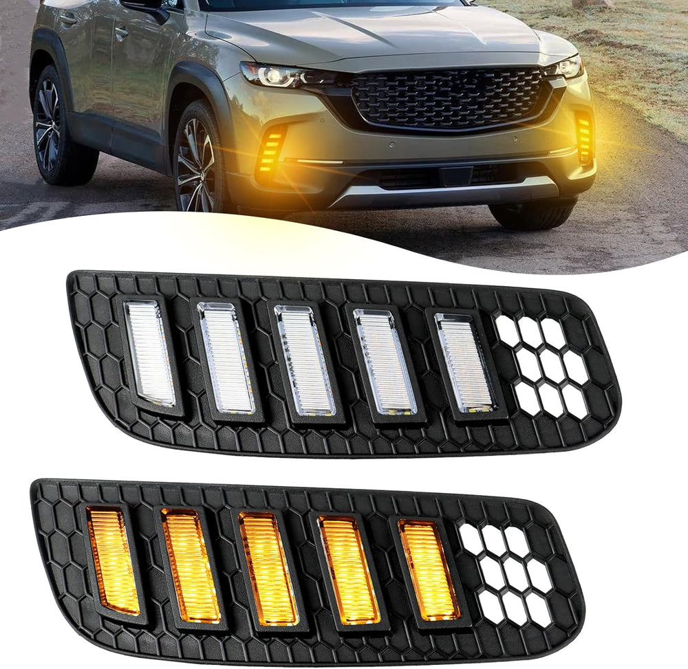 LED Front Bumper Fog light DRL Amber Sequential Turn Signal Lamp Feature Kit ...