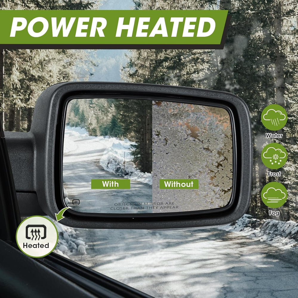 Chrome Power Folding Side Mirrors for Dodge Ram - Heated Tow Mirrors with Tur...