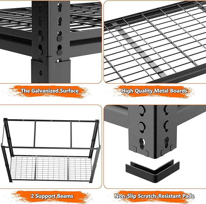 Storage Shelves Heavy Duty, 5-tier Adjustable Metal Industrial Utility Shelf ...