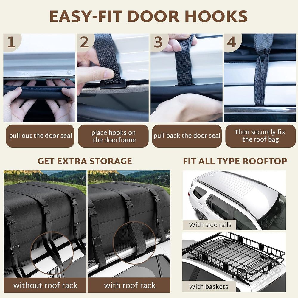 iBirdie Roof Rack Cargo Carrier 15.3 Cubic Feet, Soft-Shell Rooftop Cargo Box...