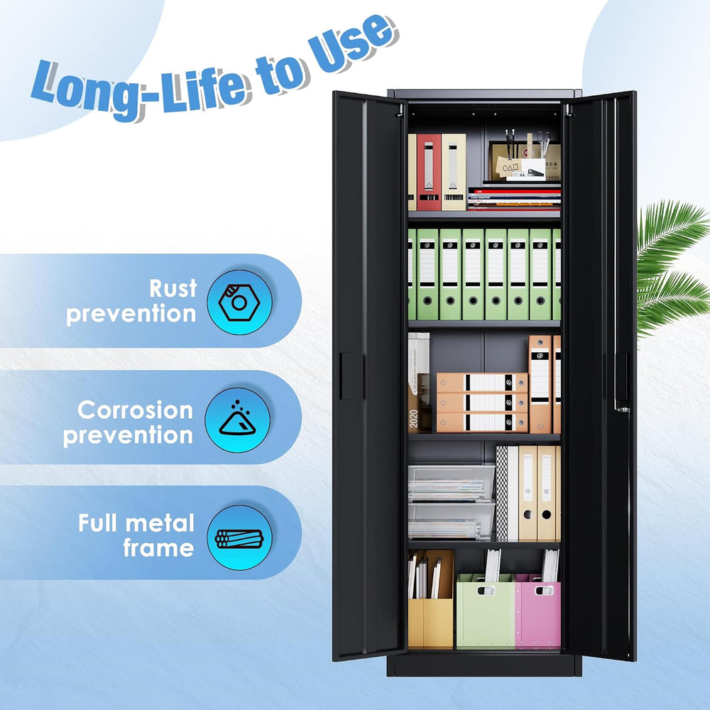 24"W Slim Metal Garage Storage Cabinet, Black