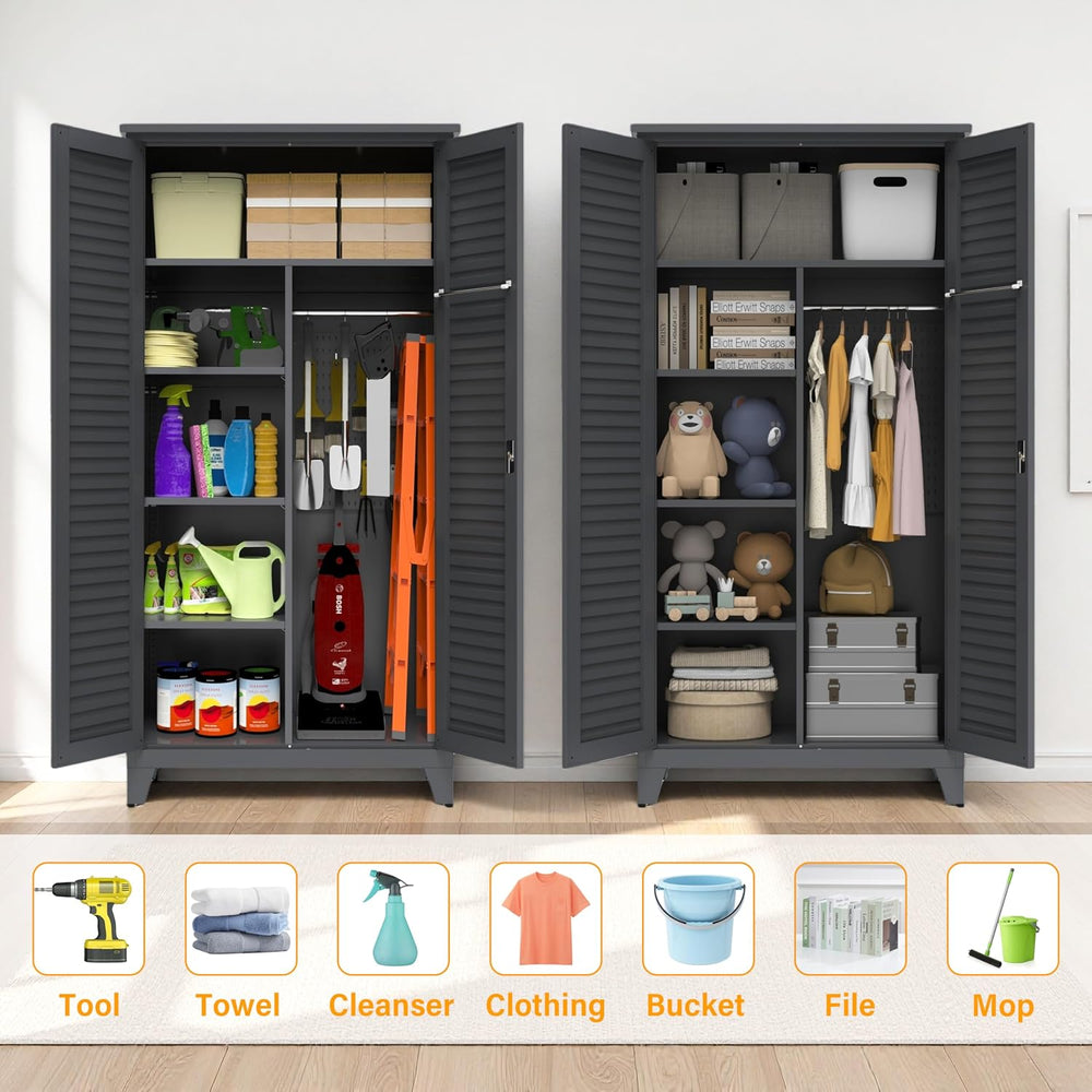 RYH 73" Tall Metal Outdoor Storage Cabinet(73" H × 35.4" W ×17...