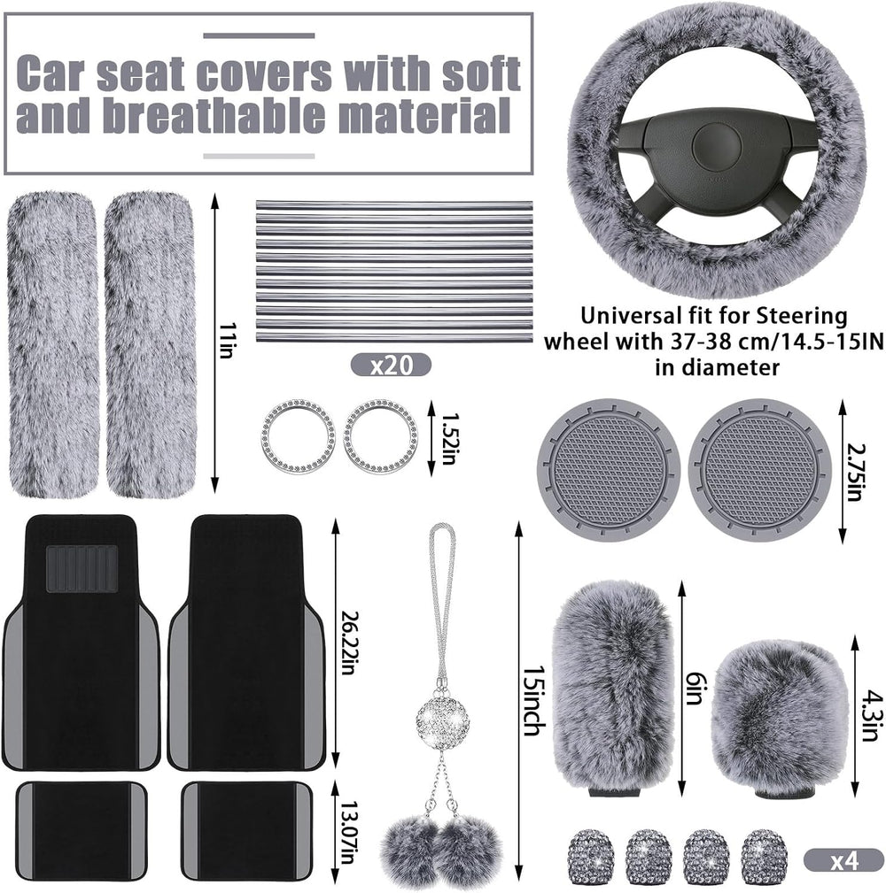 Woanger 47 Car Seat Cover Full Set Car Accessories for Women, Gray