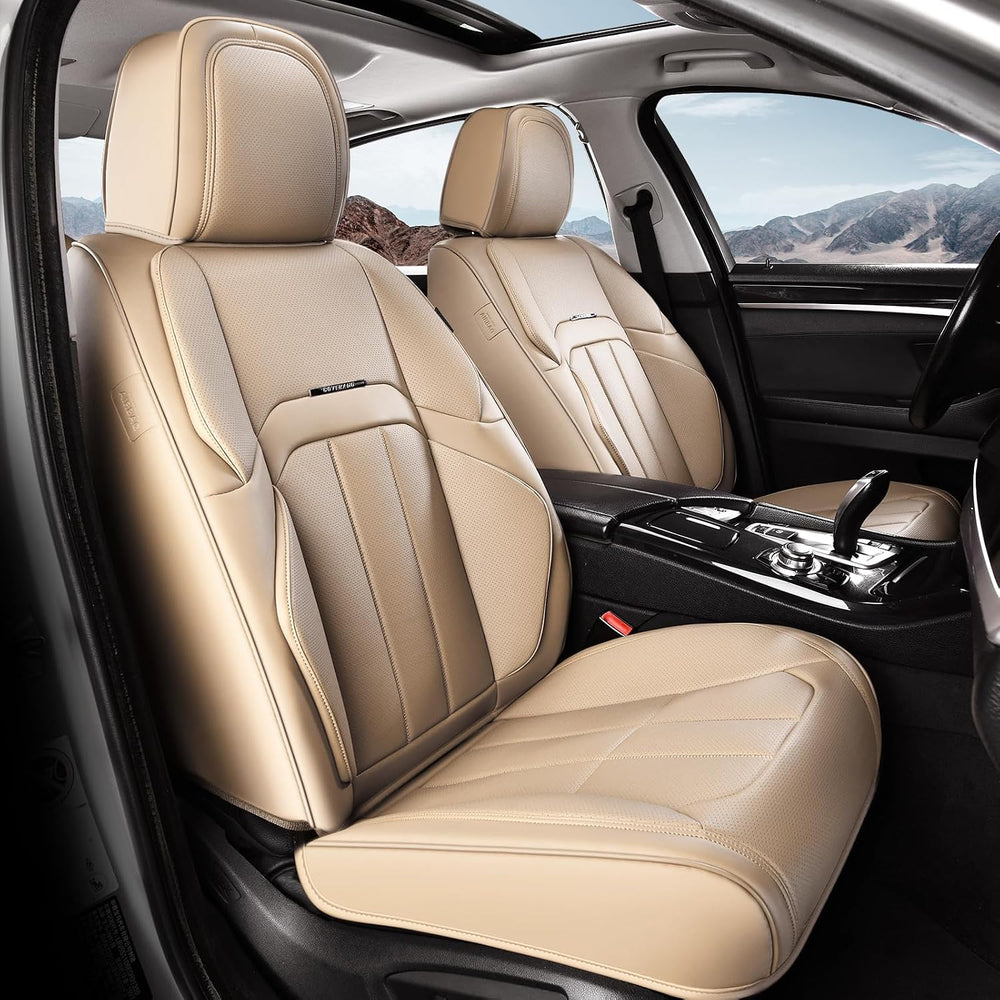 Coverado Nappa Leather Car Seat Covers Front Set, Luxury Waterproof Seat Prot...