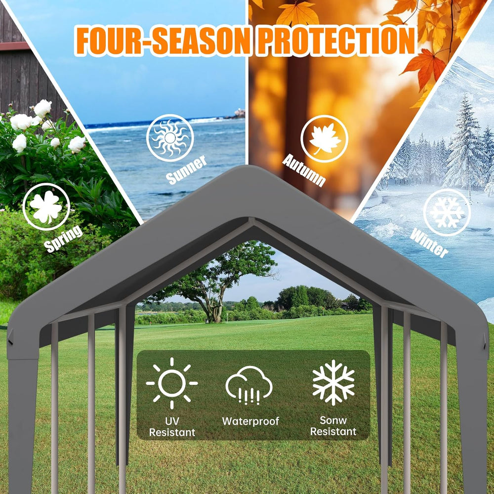 10x20 Carport Canopy Replacement Cover, Outdoor Car Shelter Trap Only, Gray