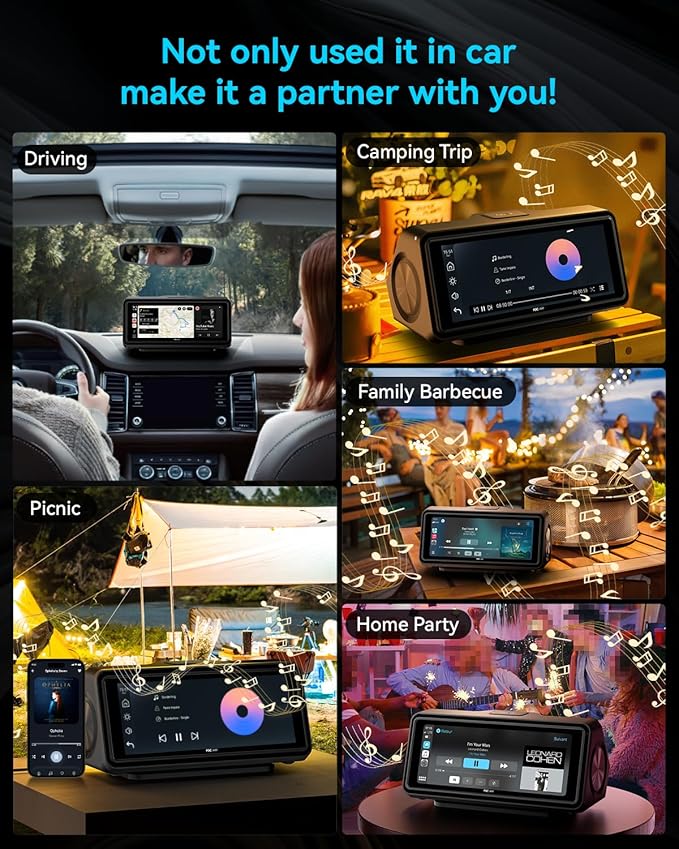Portable Apple Carplay Screen for Car, Touch Screen