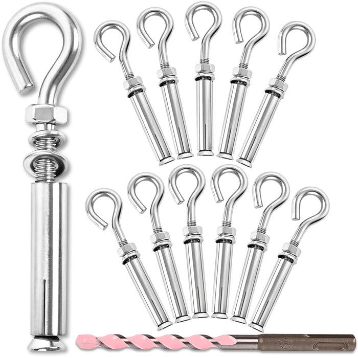 24Pcs 1/4" X 3-1/2" 304 Stainless Steel Concrete Eye Bolt Anchors