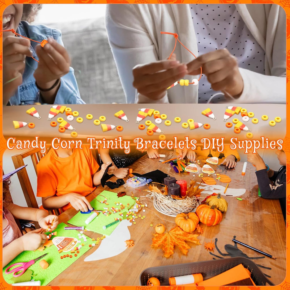 Ferreve 100 Sets Christian Candy Corn Beads Trinity Halloween Bracelet Kit