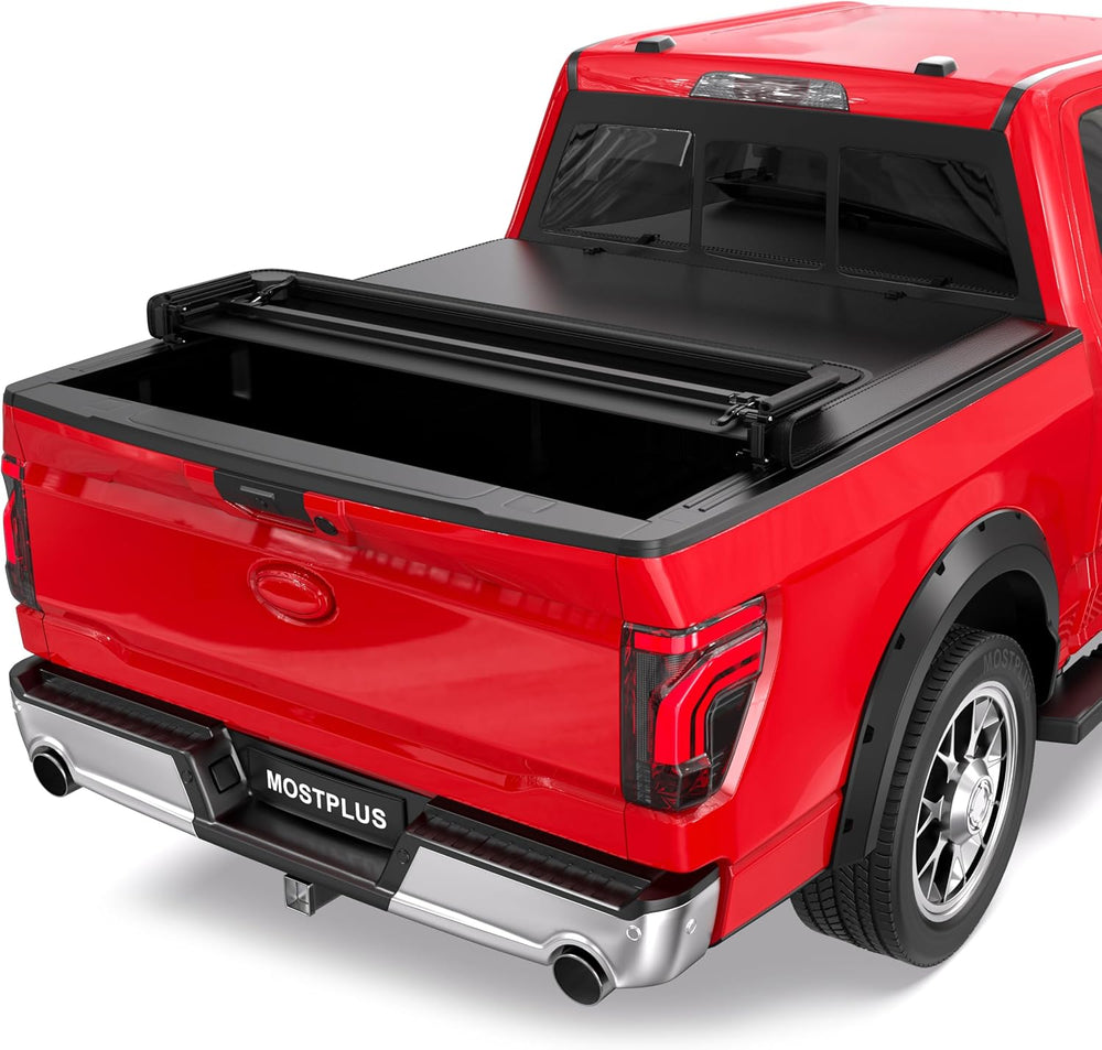 MOSTPLUS 5.5FT Quad Fold Soft Truck Bed Tonneau Cover On Top Compatible for F...